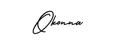 A stylish, flowing autograph style designed for name Okonna using AmerikaSignatureDemo-Regular typography. Perfect for digital creative projects. Okonna signature style 3 images and pictures png