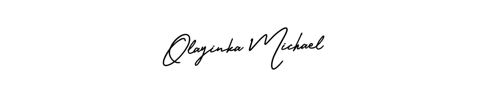 Use a signature maker to create a handwritten signature online. With this signature software, you can design (AmerikaSignatureDemo-Regular) your own signature for name Olayinka Michael. Olayinka Michael signature style 3 images and pictures png