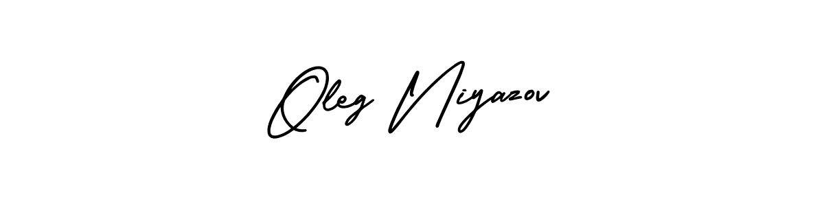 You should practise on your own different ways (AmerikaSignatureDemo-Regular) to write your name (Oleg Niyazov) in signature. don't let someone else do it for you. Oleg Niyazov signature style 3 images and pictures png