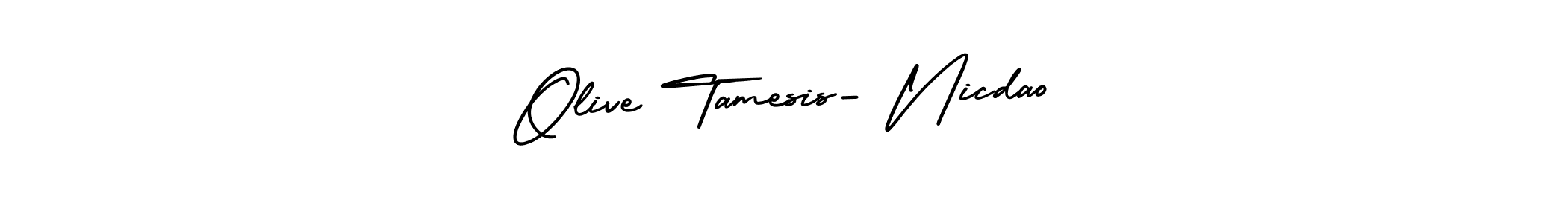 You should practise on your own different ways (AmerikaSignatureDemo-Regular) to write your name (Olive Tamesis- Nicdao) in signature. don't let someone else do it for you. Olive Tamesis- Nicdao signature style 3 images and pictures png