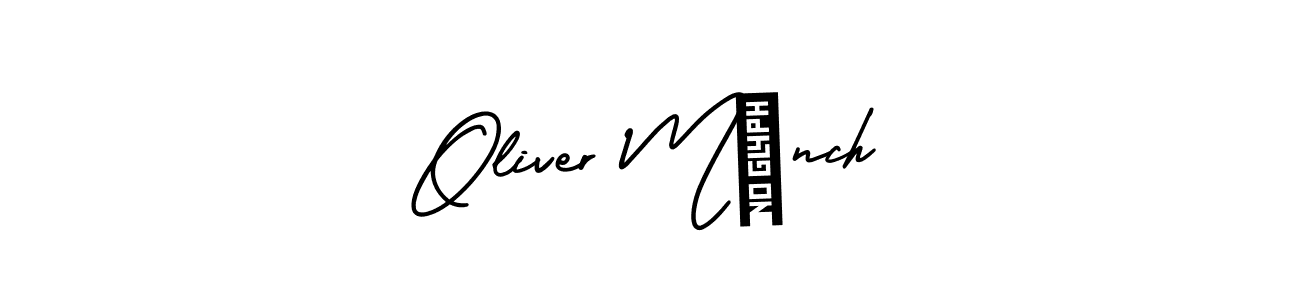 You should practise on your own different ways (AmerikaSignatureDemo-Regular) to write your name (Oliver Münch) in signature. don't let someone else do it for you. Oliver Münch signature style 3 images and pictures png