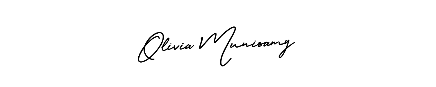 You should practise on your own different ways (AmerikaSignatureDemo-Regular) to write your name (Olivia Munisamy) in signature. don't let someone else do it for you. Olivia Munisamy signature style 3 images and pictures png