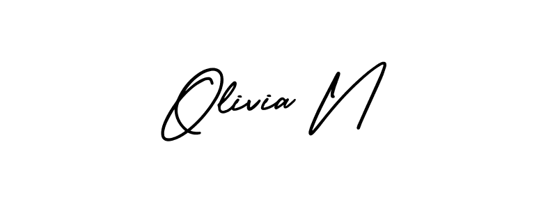 Create a beautiful signature design for name Olivia N. With this signature (AmerikaSignatureDemo-Regular) fonts, you can make a handwritten signature for free. Olivia N signature style 3 images and pictures png