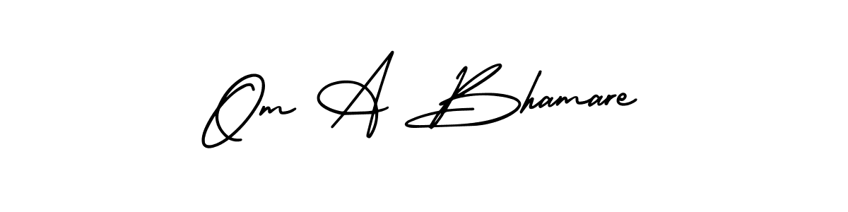 This is the best signature style for the Om A Bhamare name. Also you like these signature font (AmerikaSignatureDemo-Regular). Mix name signature. Om A Bhamare signature style 3 images and pictures png