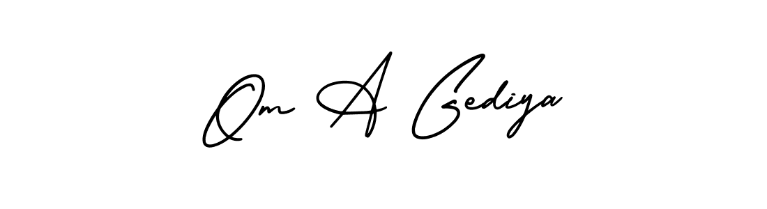 Also we have Om A Gediya name is the best signature style. Create professional handwritten signature collection using AmerikaSignatureDemo-Regular autograph style. Om A Gediya signature style 3 images and pictures png