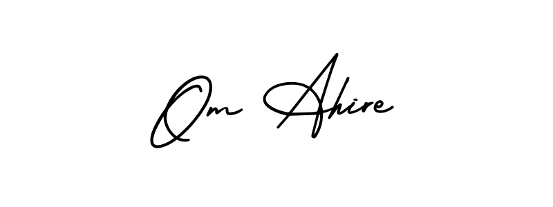 You should practise on your own different ways (AmerikaSignatureDemo-Regular) to write your name (Om Ahire) in signature. don't let someone else do it for you. Om Ahire signature style 3 images and pictures png