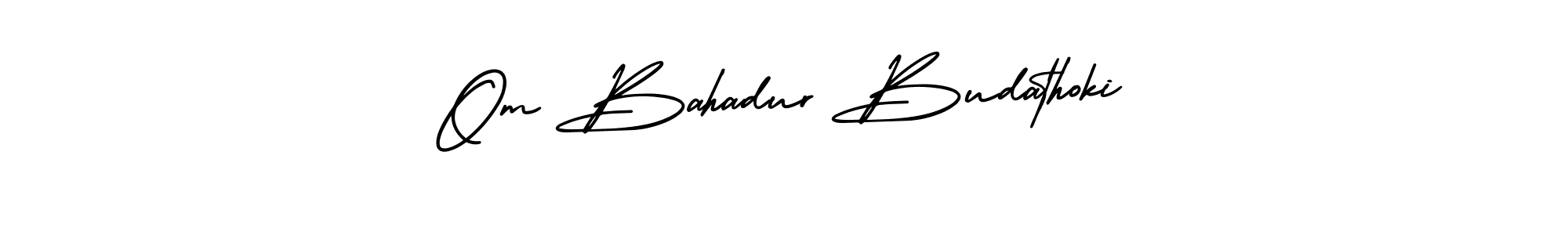 Also You can easily find your signature by using the search form. We will create Om Bahadur Budathoki name handwritten signature images for you free of cost using AmerikaSignatureDemo-Regular sign style. Om Bahadur Budathoki signature style 3 images and pictures png