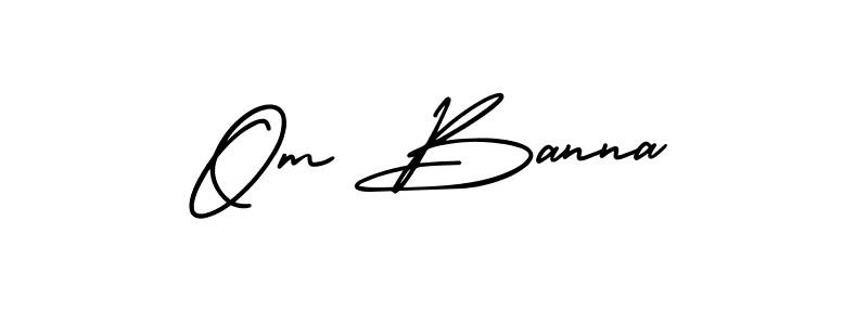 You should practise on your own different ways (AmerikaSignatureDemo-Regular) to write your name (Om Banna) in signature. don't let someone else do it for you. Om Banna signature style 3 images and pictures png