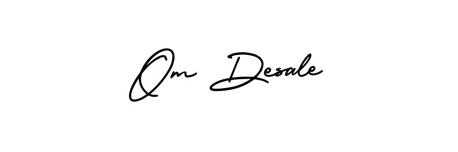 The best way (AmerikaSignatureDemo-Regular) to make a short signature is to pick only two or three words in your name. The name Om Desale include a total of six letters. For converting this name. Om Desale signature style 3 images and pictures png