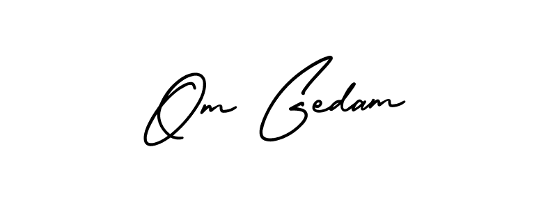 The best way (AmerikaSignatureDemo-Regular) to make a short signature is to pick only two or three words in your name. The name Om Gedam include a total of six letters. For converting this name. Om Gedam signature style 3 images and pictures png