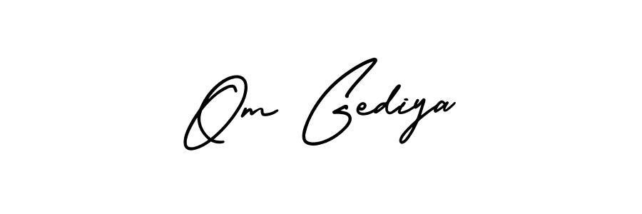 Also You can easily find your signature by using the search form. We will create Om Gediya name handwritten signature images for you free of cost using AmerikaSignatureDemo-Regular sign style. Om Gediya signature style 3 images and pictures png
