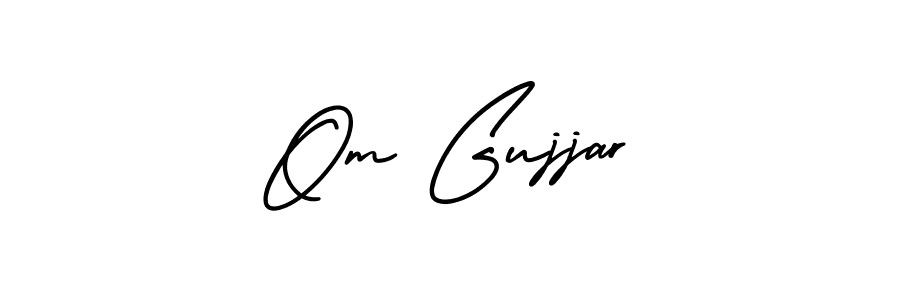 You should practise on your own different ways (AmerikaSignatureDemo-Regular) to write your name (Om Gujjar) in signature. don't let someone else do it for you. Om Gujjar signature style 3 images and pictures png