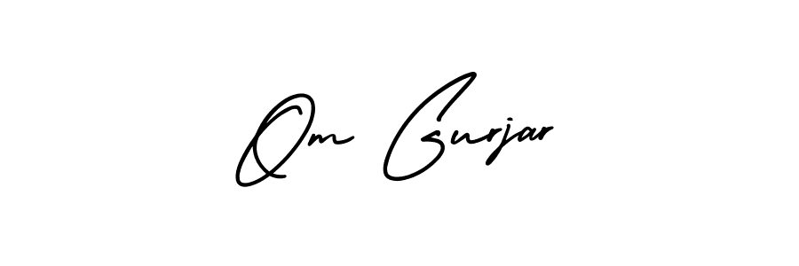 The best way (AmerikaSignatureDemo-Regular) to make a short signature is to pick only two or three words in your name. The name Om Gurjar include a total of six letters. For converting this name. Om Gurjar signature style 3 images and pictures png