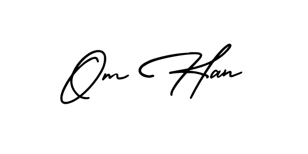 Use a signature maker to create a handwritten signature online. With this signature software, you can design (AmerikaSignatureDemo-Regular) your own signature for name Om Han. Om Han signature style 3 images and pictures png