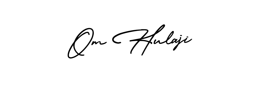 How to make Om Hulaji name signature. Use AmerikaSignatureDemo-Regular style for creating short signs online. This is the latest handwritten sign. Om Hulaji signature style 3 images and pictures png