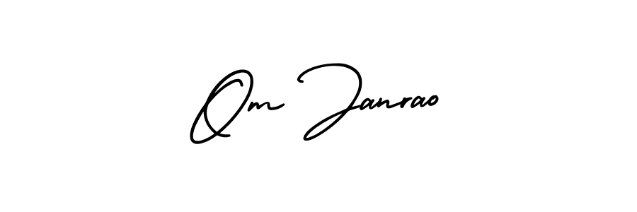 You should practise on your own different ways (AmerikaSignatureDemo-Regular) to write your name (Om Janrao) in signature. don't let someone else do it for you. Om Janrao signature style 3 images and pictures png