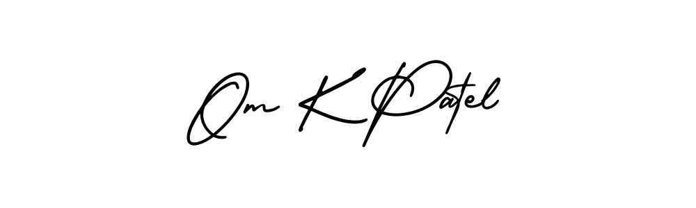 if you are searching for the best signature style for your name Om K Patel. so please give up your signature search. here we have designed multiple signature styles  using AmerikaSignatureDemo-Regular. Om K Patel signature style 3 images and pictures png