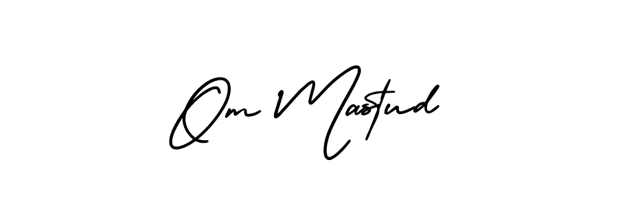 How to make Om Mastud name signature. Use AmerikaSignatureDemo-Regular style for creating short signs online. This is the latest handwritten sign. Om Mastud signature style 3 images and pictures png