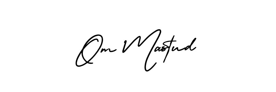 The best way (AmerikaSignatureDemo-Regular) to make a short signature is to pick only two or three words in your name. The name Om Mastud include a total of six letters. For converting this name. Om Mastud signature style 3 images and pictures png