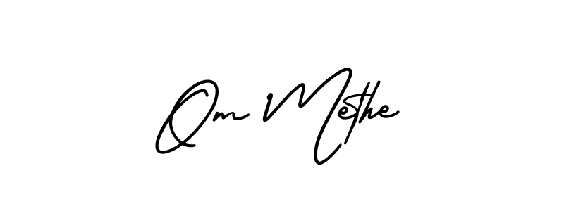 The best way (AmerikaSignatureDemo-Regular) to make a short signature is to pick only two or three words in your name. The name Om Methe include a total of six letters. For converting this name. Om Methe signature style 3 images and pictures png