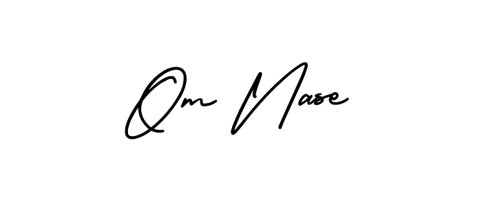You should practise on your own different ways (AmerikaSignatureDemo-Regular) to write your name (Om Nase) in signature. don't let someone else do it for you. Om Nase signature style 3 images and pictures png