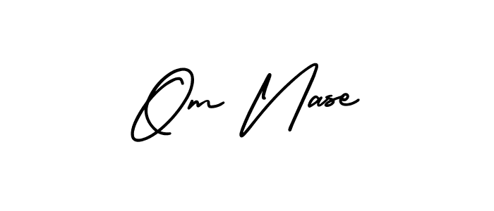 You should practise on your own different ways (AmerikaSignatureDemo-Regular) to write your name (Om Nase) in signature. don't let someone else do it for you. Om Nase signature style 3 images and pictures png