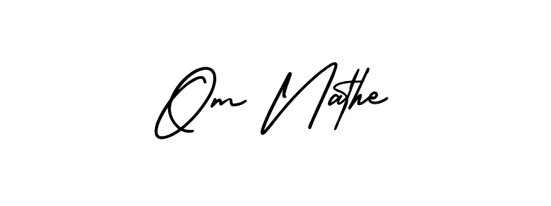 Also You can easily find your signature by using the search form. We will create Om Nathe name handwritten signature images for you free of cost using AmerikaSignatureDemo-Regular sign style. Om Nathe signature style 3 images and pictures png