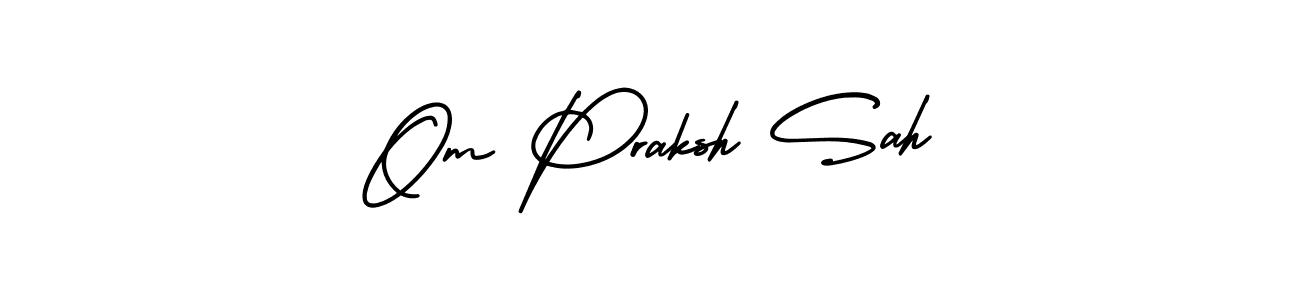 You should practise on your own different ways (AmerikaSignatureDemo-Regular) to write your name (Om Praksh Sah) in signature. don't let someone else do it for you. Om Praksh Sah signature style 3 images and pictures png