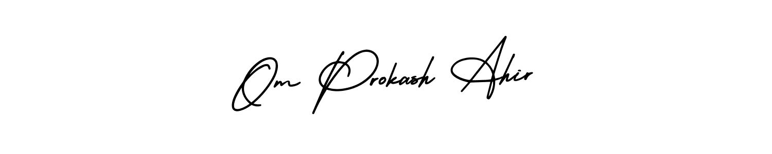 if you are searching for the best signature style for your name Om Prokash Ahir. so please give up your signature search. here we have designed multiple signature styles  using AmerikaSignatureDemo-Regular. Om Prokash Ahir signature style 3 images and pictures png