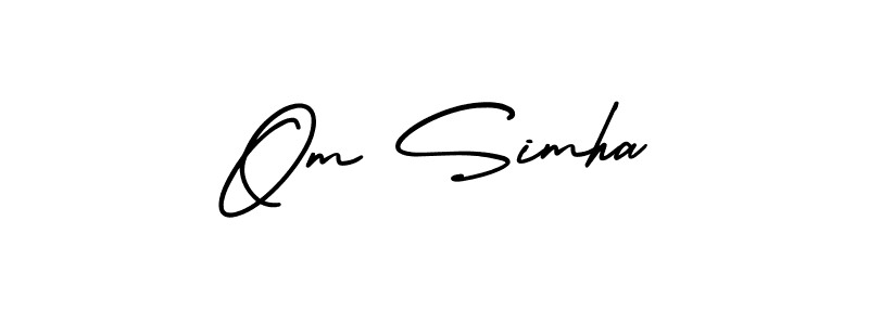 How to make Om Simha name signature. Use AmerikaSignatureDemo-Regular style for creating short signs online. This is the latest handwritten sign. Om Simha signature style 3 images and pictures png