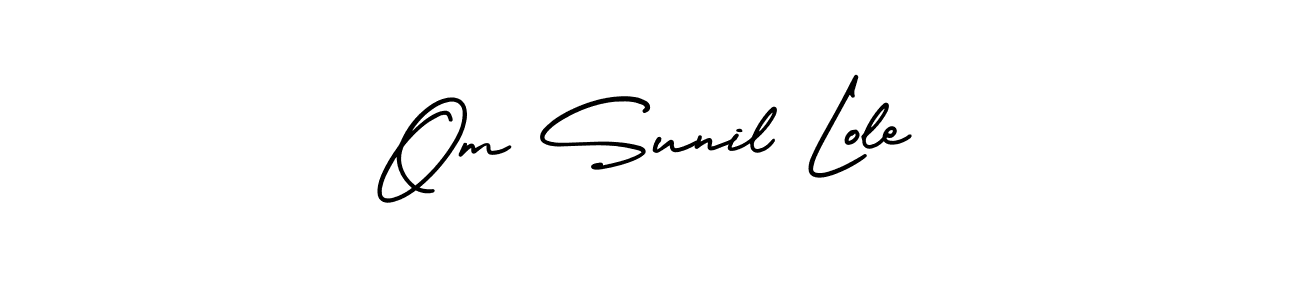 The best way (AmerikaSignatureDemo-Regular) to make a short signature is to pick only two or three words in your name. The name Om Sunil Lole include a total of six letters. For converting this name. Om Sunil Lole signature style 3 images and pictures png