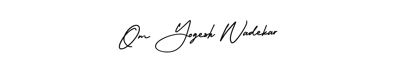 You should practise on your own different ways (AmerikaSignatureDemo-Regular) to write your name (Om Yogesh Wadekar) in signature. don't let someone else do it for you. Om Yogesh Wadekar signature style 3 images and pictures png