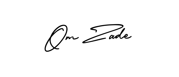 Also You can easily find your signature by using the search form. We will create Om Zade name handwritten signature images for you free of cost using AmerikaSignatureDemo-Regular sign style. Om Zade signature style 3 images and pictures png