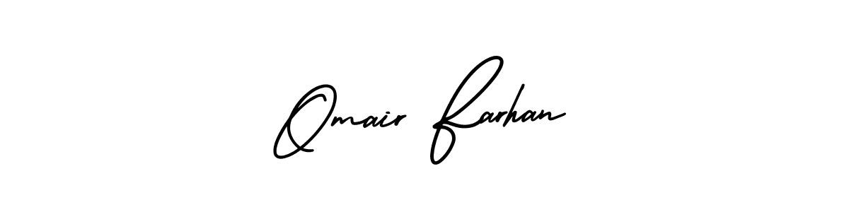 You should practise on your own different ways (AmerikaSignatureDemo-Regular) to write your name (Omair Farhan) in signature. don't let someone else do it for you. Omair Farhan signature style 3 images and pictures png