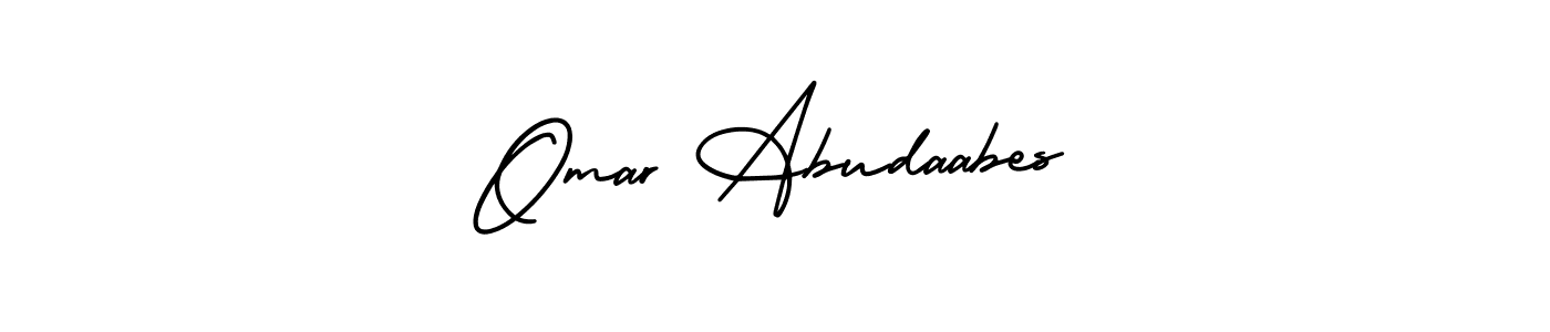 The best way (AmerikaSignatureDemo-Regular) to make a short signature is to pick only two or three words in your name. The name Omar Abudaabes include a total of six letters. For converting this name. Omar Abudaabes signature style 3 images and pictures png