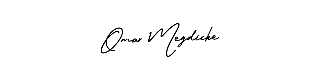 The best way (AmerikaSignatureDemo-Regular) to make a short signature is to pick only two or three words in your name. The name Omar Megdiche include a total of six letters. For converting this name. Omar Megdiche signature style 3 images and pictures png