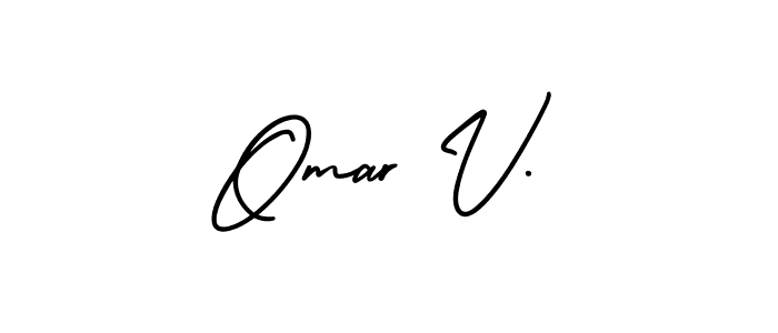 Make a beautiful signature design for name Omar V.. With this signature (AmerikaSignatureDemo-Regular) style, you can create a handwritten signature for free. Omar V. signature style 3 images and pictures png