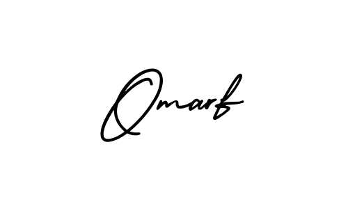 You should practise on your own different ways (AmerikaSignatureDemo-Regular) to write your name (Omarf) in signature. don't let someone else do it for you. Omarf signature style 3 images and pictures png