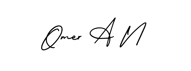 The best way (AmerikaSignatureDemo-Regular) to make a short signature is to pick only two or three words in your name. The name Omer A N include a total of six letters. For converting this name. Omer A N signature style 3 images and pictures png