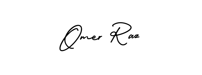 You should practise on your own different ways (AmerikaSignatureDemo-Regular) to write your name (Omer Raz) in signature. don't let someone else do it for you. Omer Raz signature style 3 images and pictures png