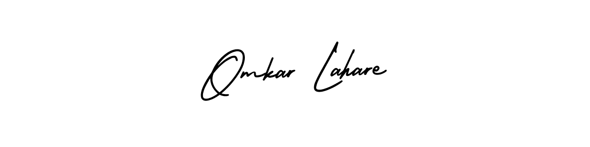 This is the best signature style for the Omkar Lahare name. Also you like these signature font (AmerikaSignatureDemo-Regular). Mix name signature. Omkar Lahare signature style 3 images and pictures png