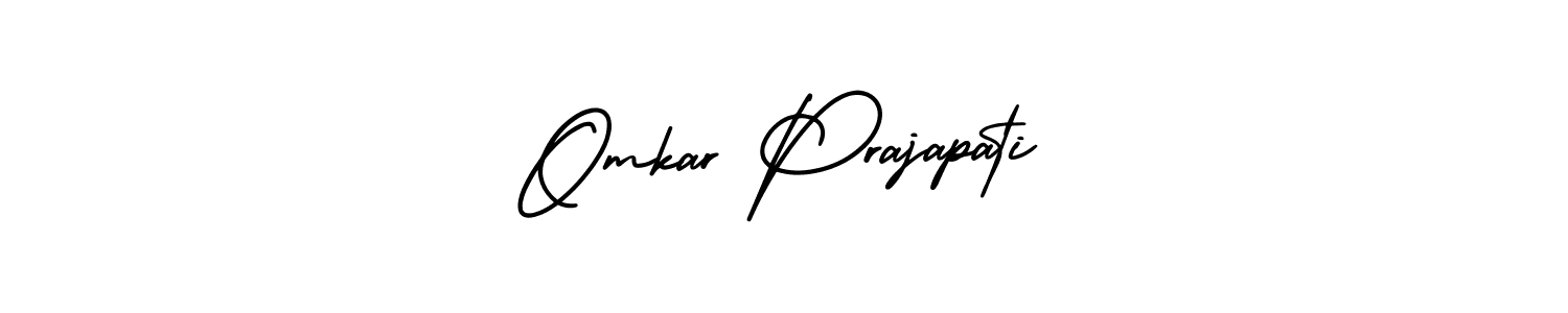 Omkar Prajapati stylish signature style. Best Handwritten Sign (AmerikaSignatureDemo-Regular) for my name. Handwritten Signature Collection Ideas for my name Omkar Prajapati. Omkar Prajapati signature style 3 images and pictures png