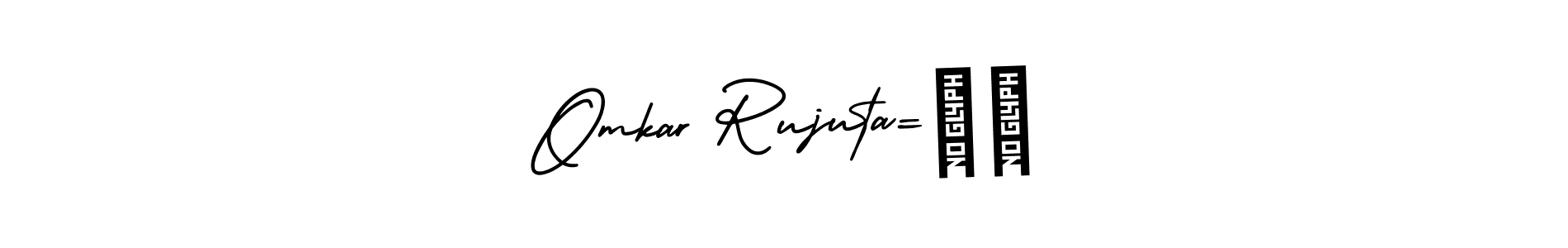 The best way (AmerikaSignatureDemo-Regular) to make a short signature is to pick only two or three words in your name. The name Omkar Rujuta=❤️ include a total of six letters. For converting this name. Omkar Rujuta=❤️ signature style 3 images and pictures png