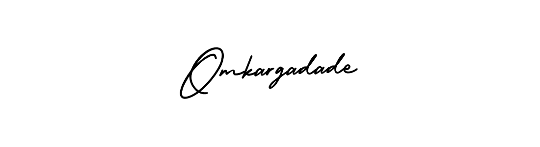 You should practise on your own different ways (AmerikaSignatureDemo-Regular) to write your name (Omkargadade) in signature. don't let someone else do it for you. Omkargadade signature style 3 images and pictures png