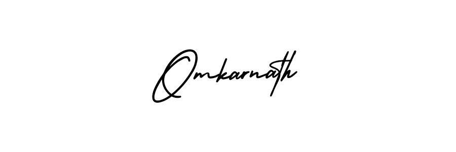 You should practise on your own different ways (AmerikaSignatureDemo-Regular) to write your name (Omkarnath) in signature. don't let someone else do it for you. Omkarnath signature style 3 images and pictures png