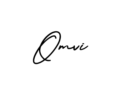 How to make Omvi name signature. Use AmerikaSignatureDemo-Regular style for creating short signs online. This is the latest handwritten sign. Omvi signature style 3 images and pictures png