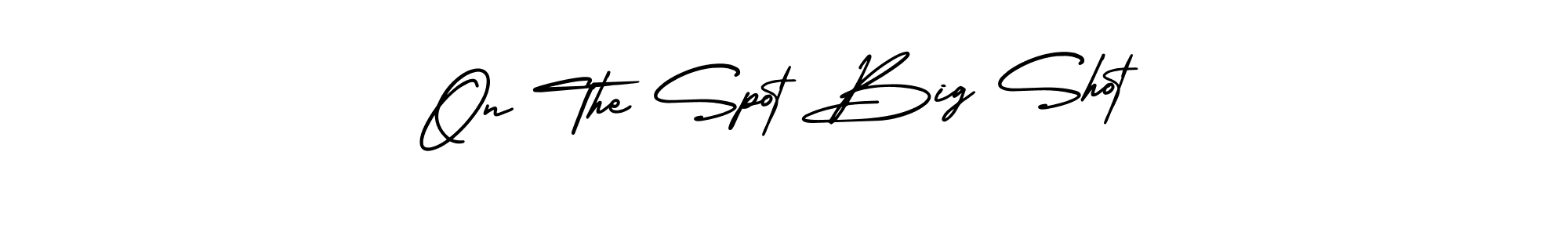 The best way (AmerikaSignatureDemo-Regular) to make a short signature is to pick only two or three words in your name. The name On The Spot Big Shot include a total of six letters. For converting this name. On The Spot Big Shot signature style 3 images and pictures png