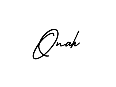 How to make Onah name signature. Use AmerikaSignatureDemo-Regular style for creating short signs online. This is the latest handwritten sign. Onah signature style 3 images and pictures png