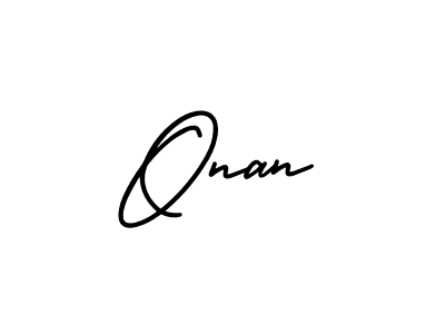 Make a beautiful signature design for name Onan. With this signature (AmerikaSignatureDemo-Regular) style, you can create a handwritten signature for free. Onan signature style 3 images and pictures png