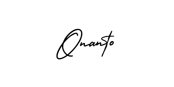 How to make Onanto name signature. Use AmerikaSignatureDemo-Regular style for creating short signs online. This is the latest handwritten sign. Onanto signature style 3 images and pictures png